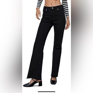 Mango raw hem flare leg jeans size 4 black